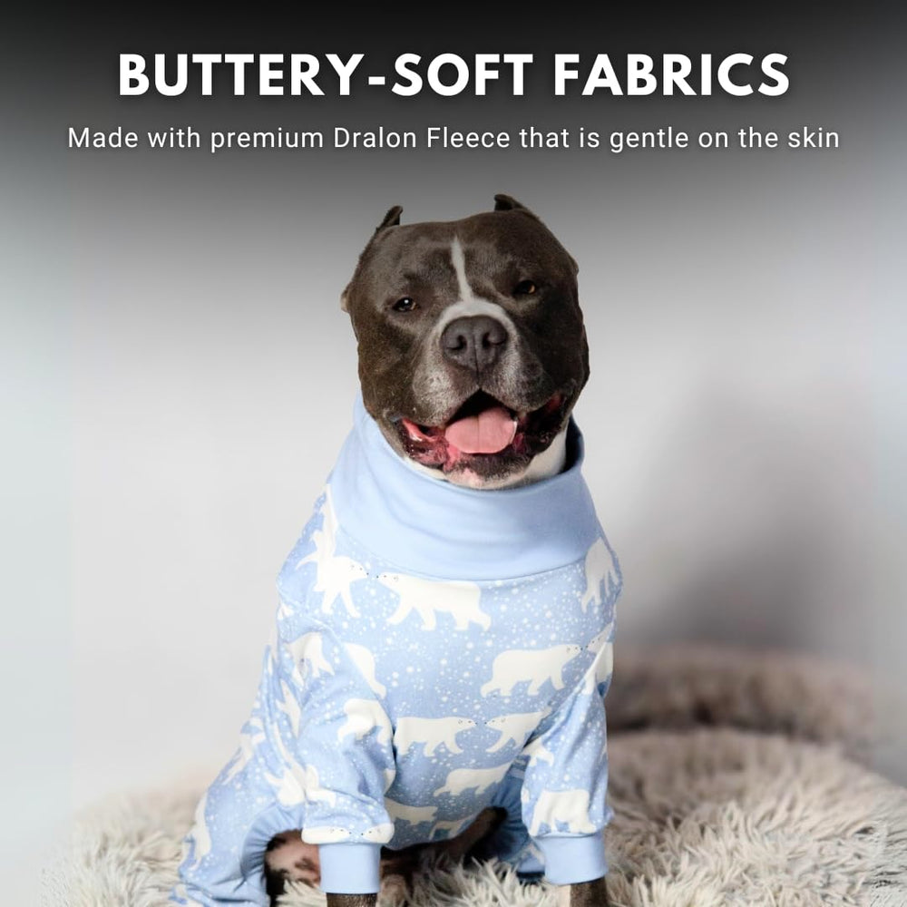 Spark Paws dog pajama size 3XL demonstrates precise fit for large breeds.