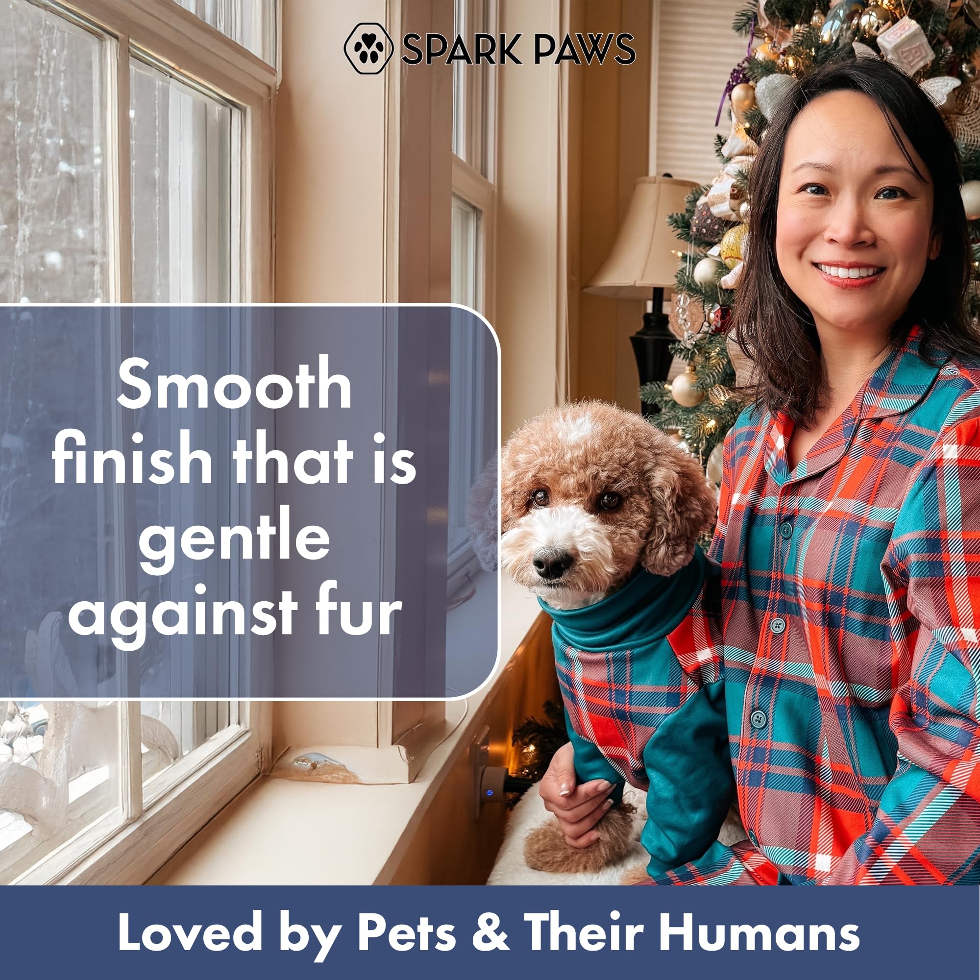 Spark Paws dog pajama ultra-soft fabric close-up for peaceful lounging.