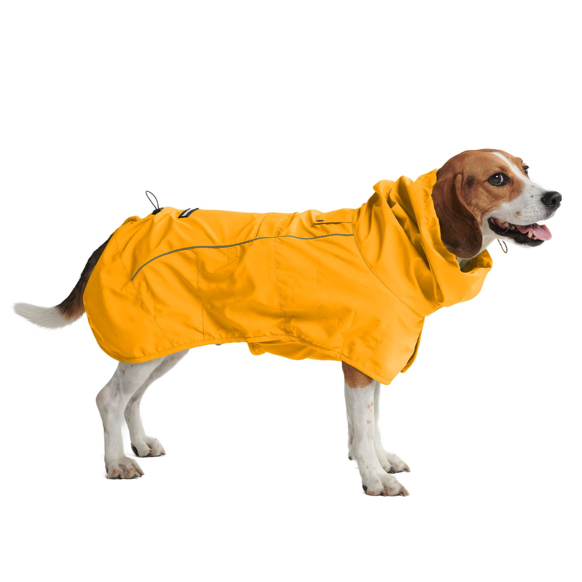 Spark Paws dog raincoat full-coverage keeps dogs dry and cozy in rain.