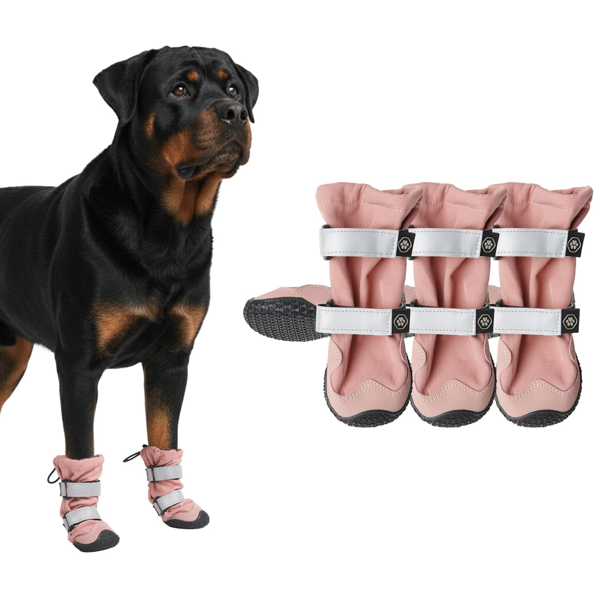 Spark Paws pink front view dog shoes protecting paws during hikes