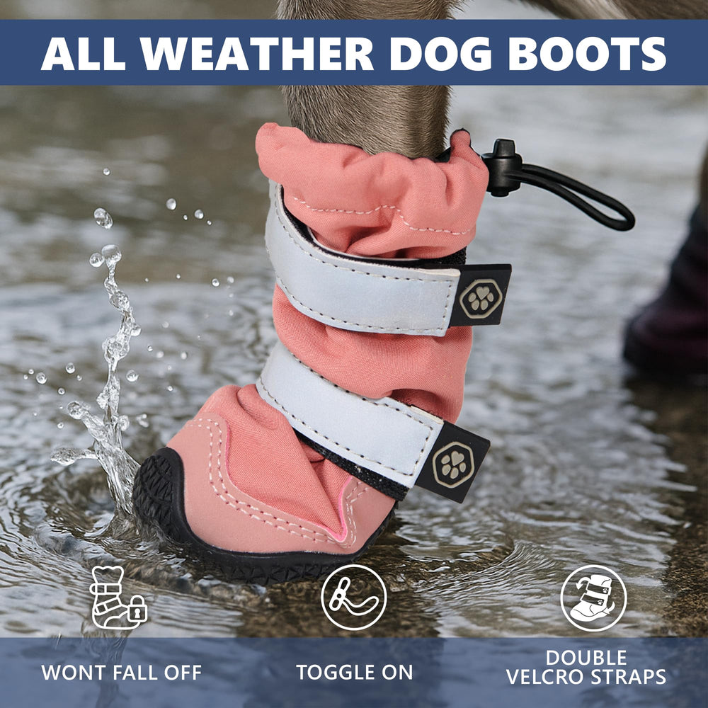 Spark Paws dog shoes with reflective straps for visible dusk walks