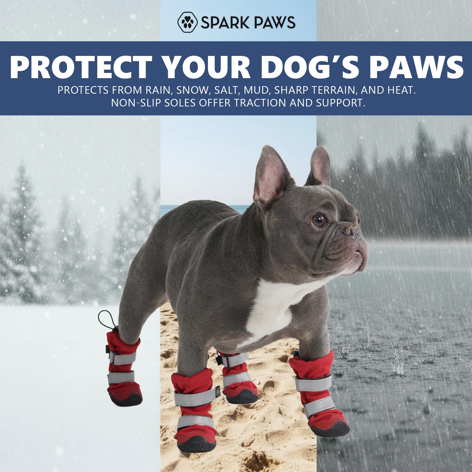 Spark Paws dog shoes soft fleece lining adds comfort in all seasons.
