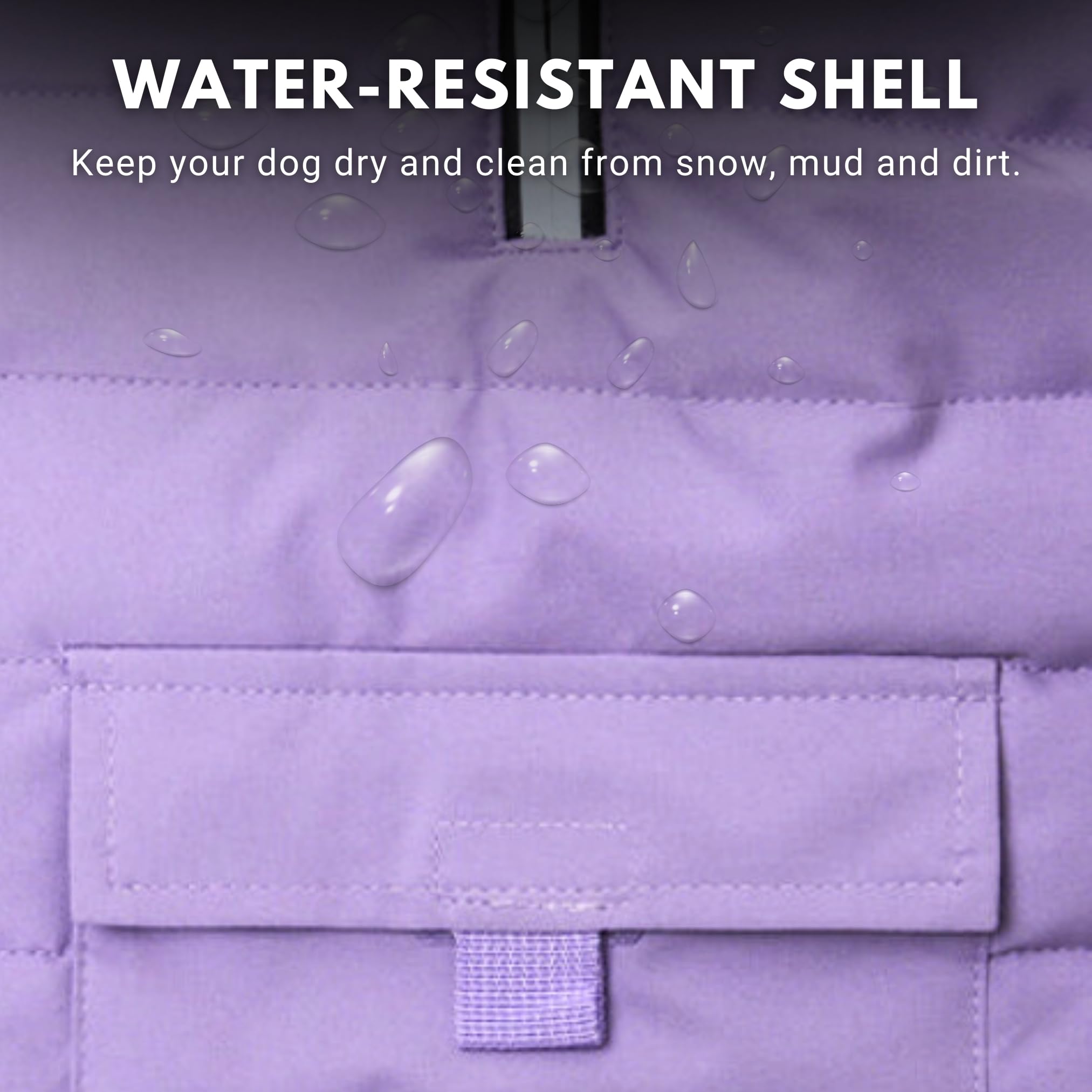 Spark Paws dog winter jacket fleece-interior lilac close-up shows soft warmth in cold weather