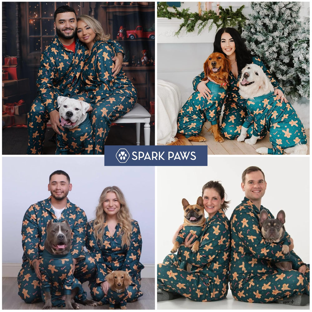 Spark Paws gingerbread-man pajama bottoms ideal for cozy movie nights