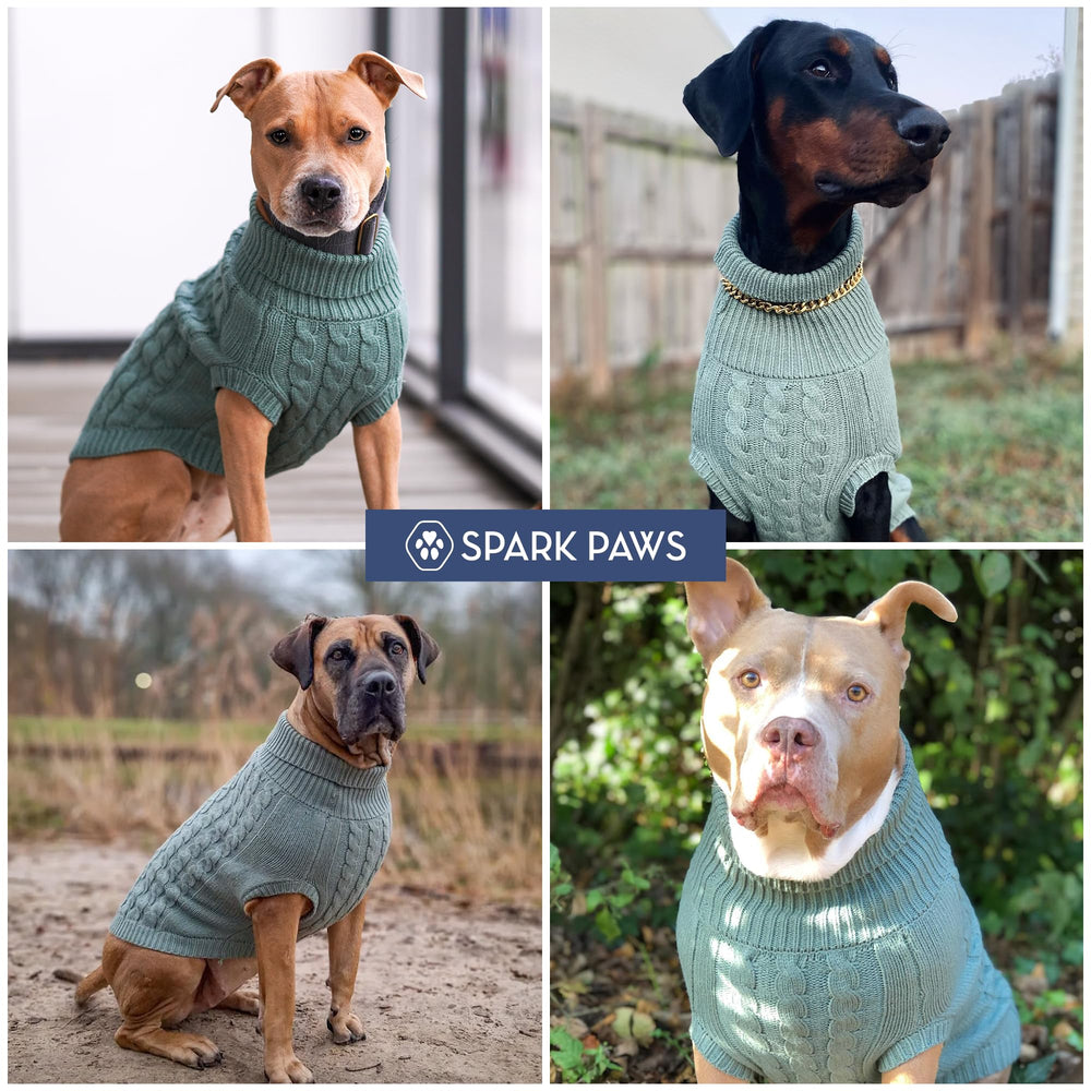 Spark Paws Knit Dog Sweater size chart image helps choose the right fit.