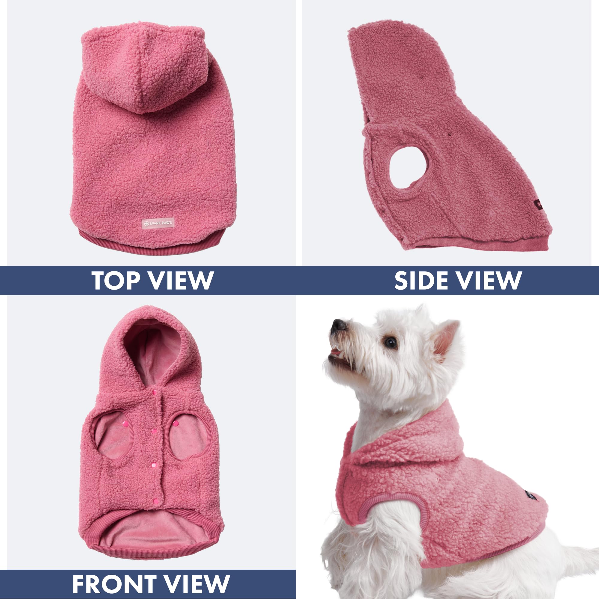 Spark Paws soft polar fleece inner lining emphasizes gentle contact against your dog's skin.