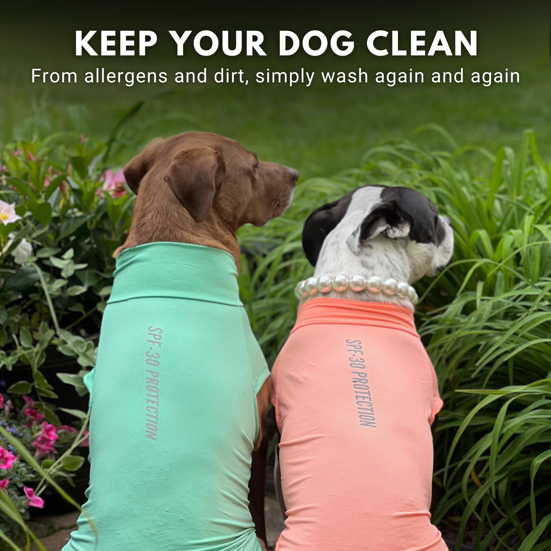 Spark Paws Sunblock Dog T-Shirt Set-2-Pack shows peach and mint colors for versatility
