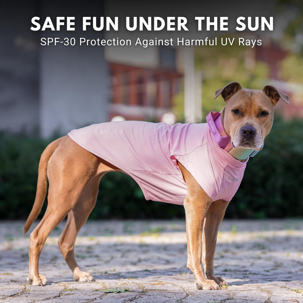 Spark Paws Sunblock Dog T-Shirt close-up UV protection detail for sunny days