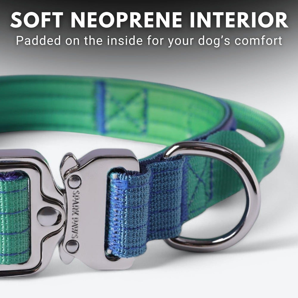 Spark Paws Tactical Collar XS Lime size label indicating compact fit