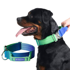 Spark Paws Tactical Dog Collar Lime Wave close-up highlighting heavy-duty nylon durability for rugged outdoor training
