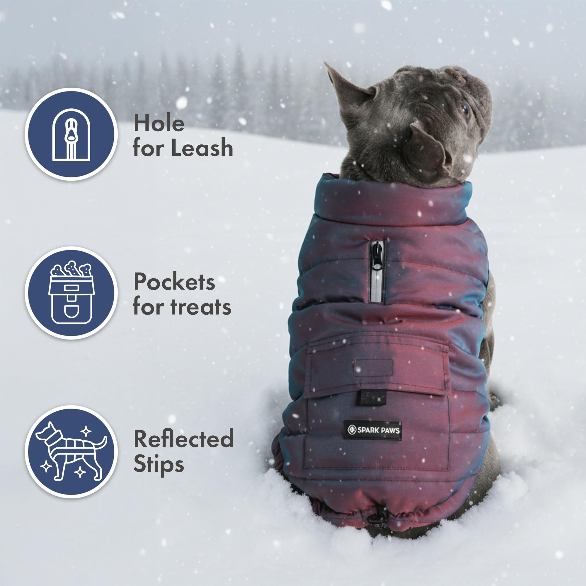 Spark Paws warm fleece interior close-up conveys cozy insulation during chilly morning strolls.