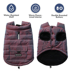 Spark Paws water-resistant fabric detail image highlights protective outer layer against snow and drizzle.
