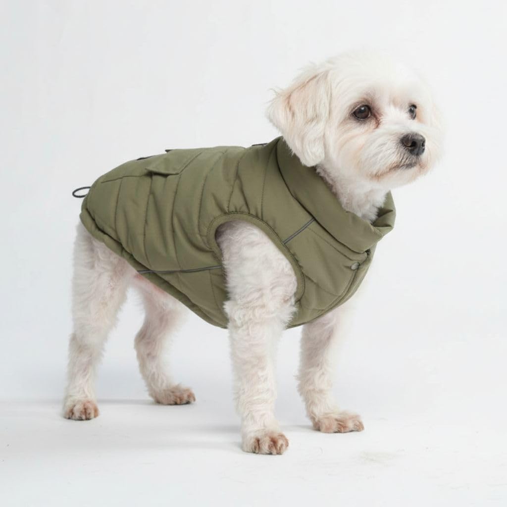 Spark Paws winter jacket closeup fleece interior keeps dogs warm on cold days.