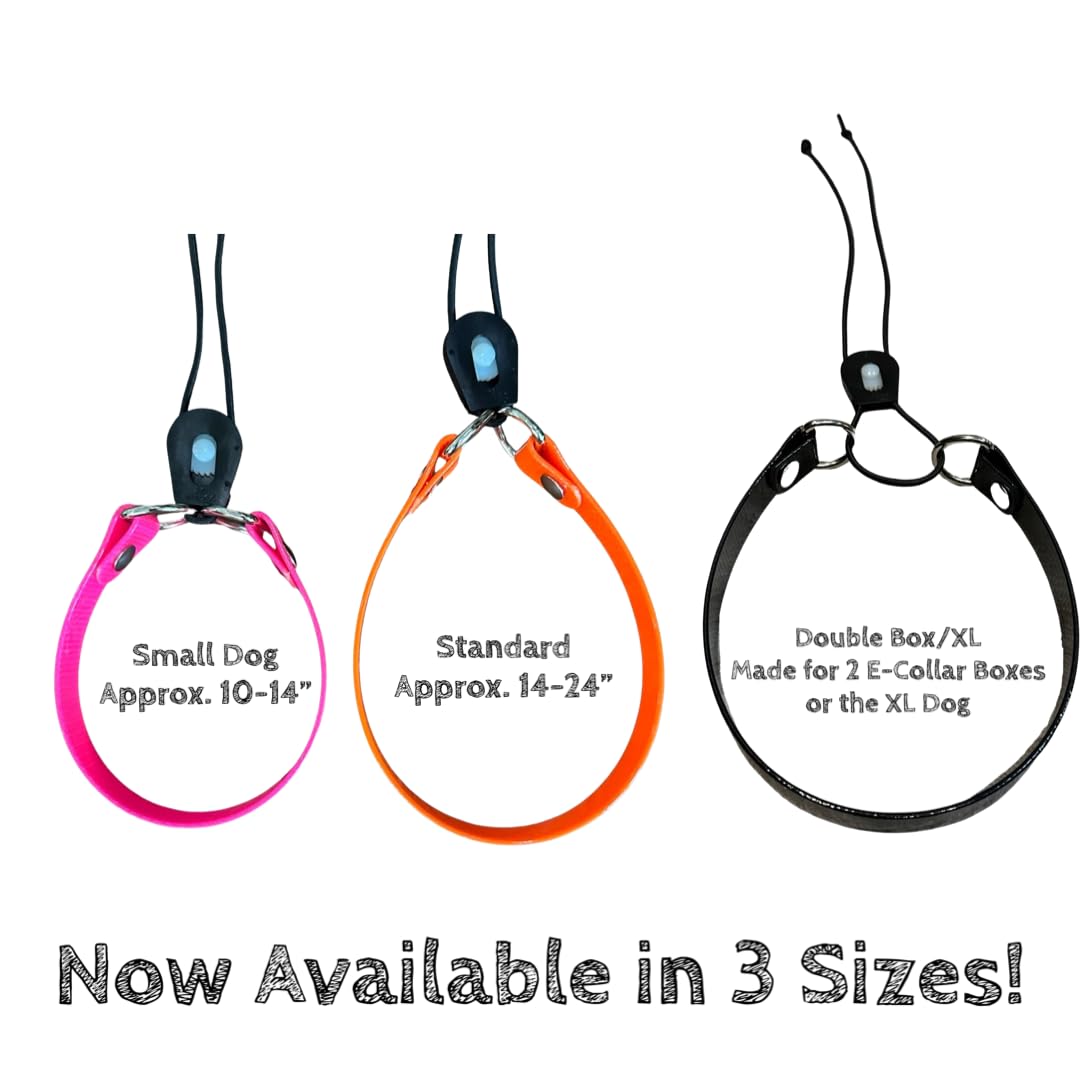 SparkDog HiFlex strap on receiver-neck-size demonstrates secure fit for 14-24 inch necks.