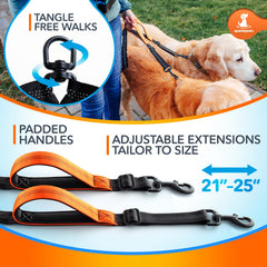 SparklyPets 2-dog leash padded handle reduces hand fatigue.