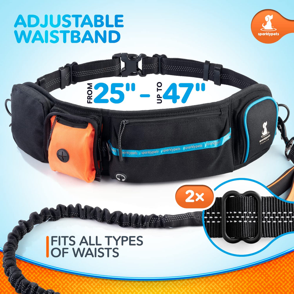 SparklyPets Active Waist Leash reflective strip boosts night visibility for safety.