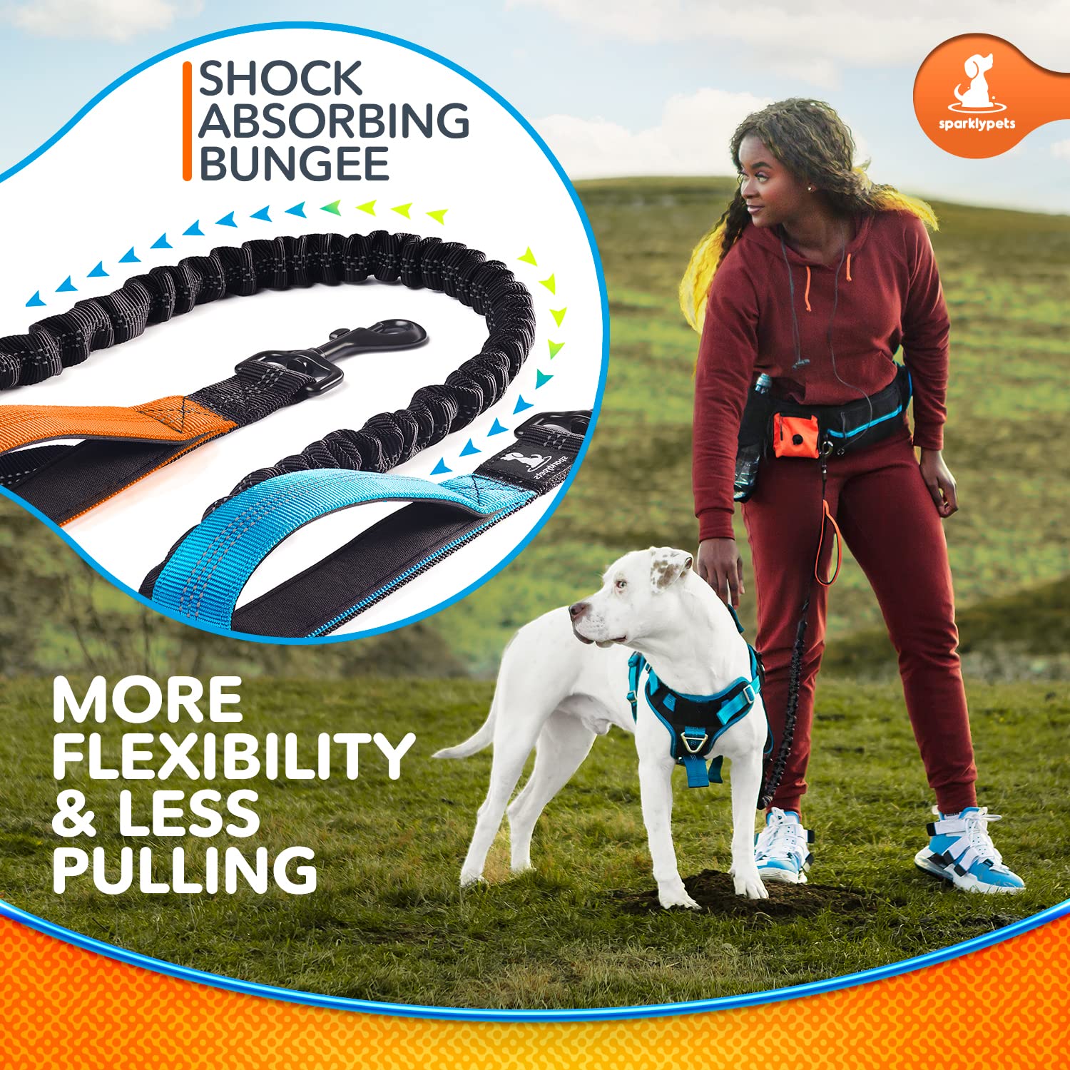 SparklyPets Active Waist Leash treat pouch provides snacks without slowing your pace.