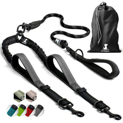 SparklyPets double leash for two dogs with padded handles for comfortable control.
