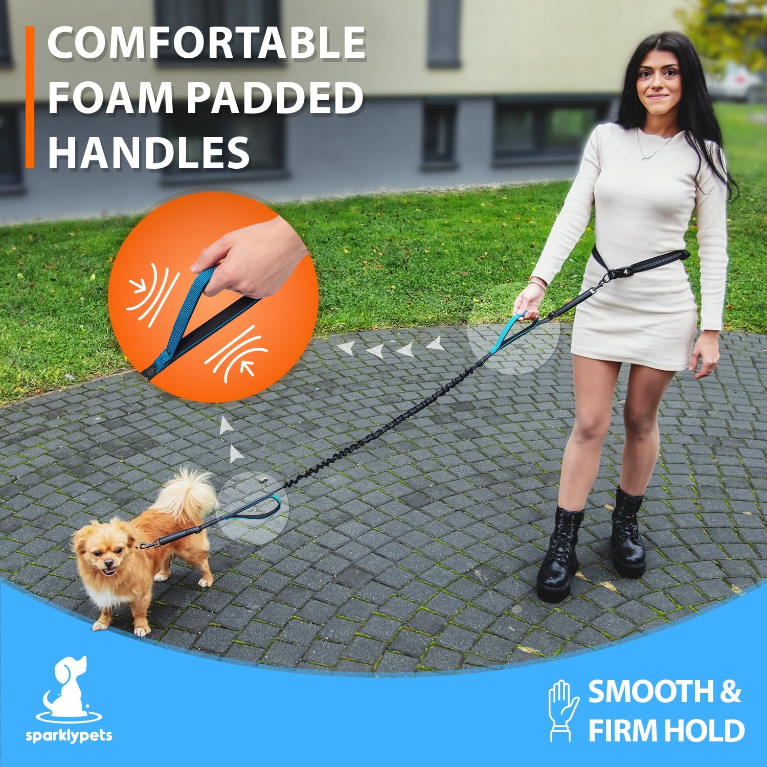 SparklyPets easy-grip control handle enhances safe, firm hold.