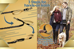 SparklyPets hands-free leash bungee section shows shock-absorption for comfy walks