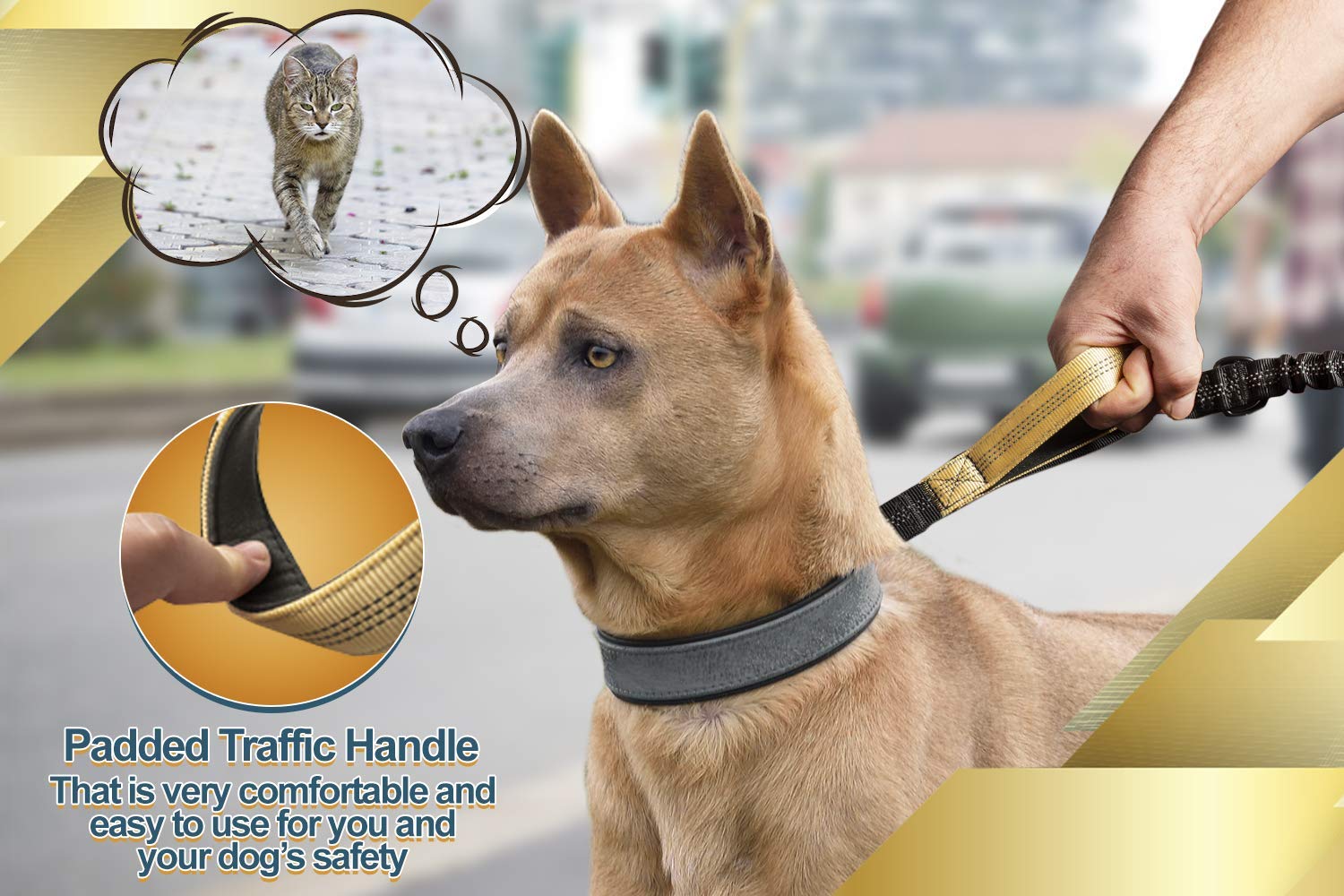 SparklyPets hands-free leash dual-clips closeup distributing pulling force for safety