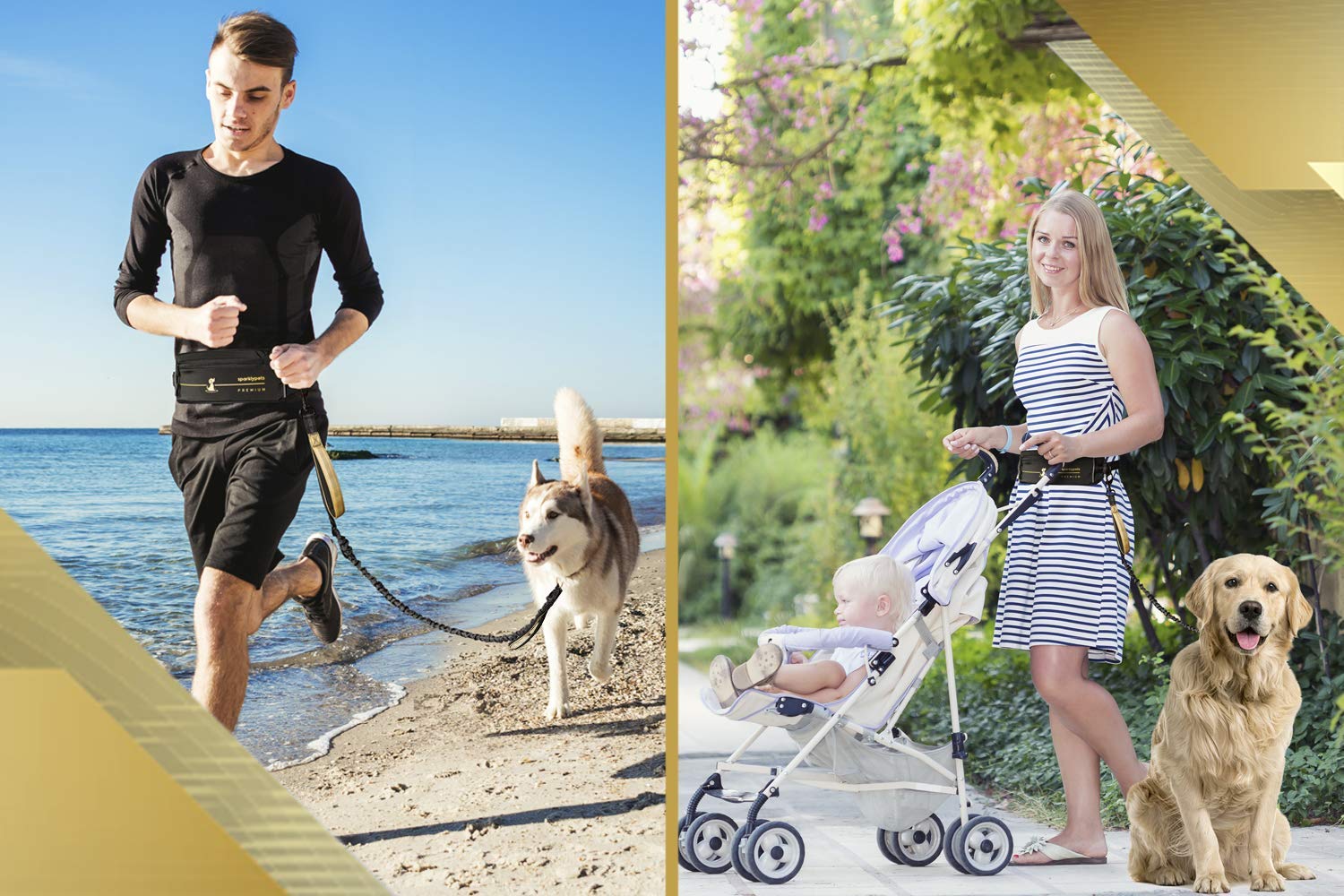 SparklyPets hands-free leash in action during jogging with one-dog setup