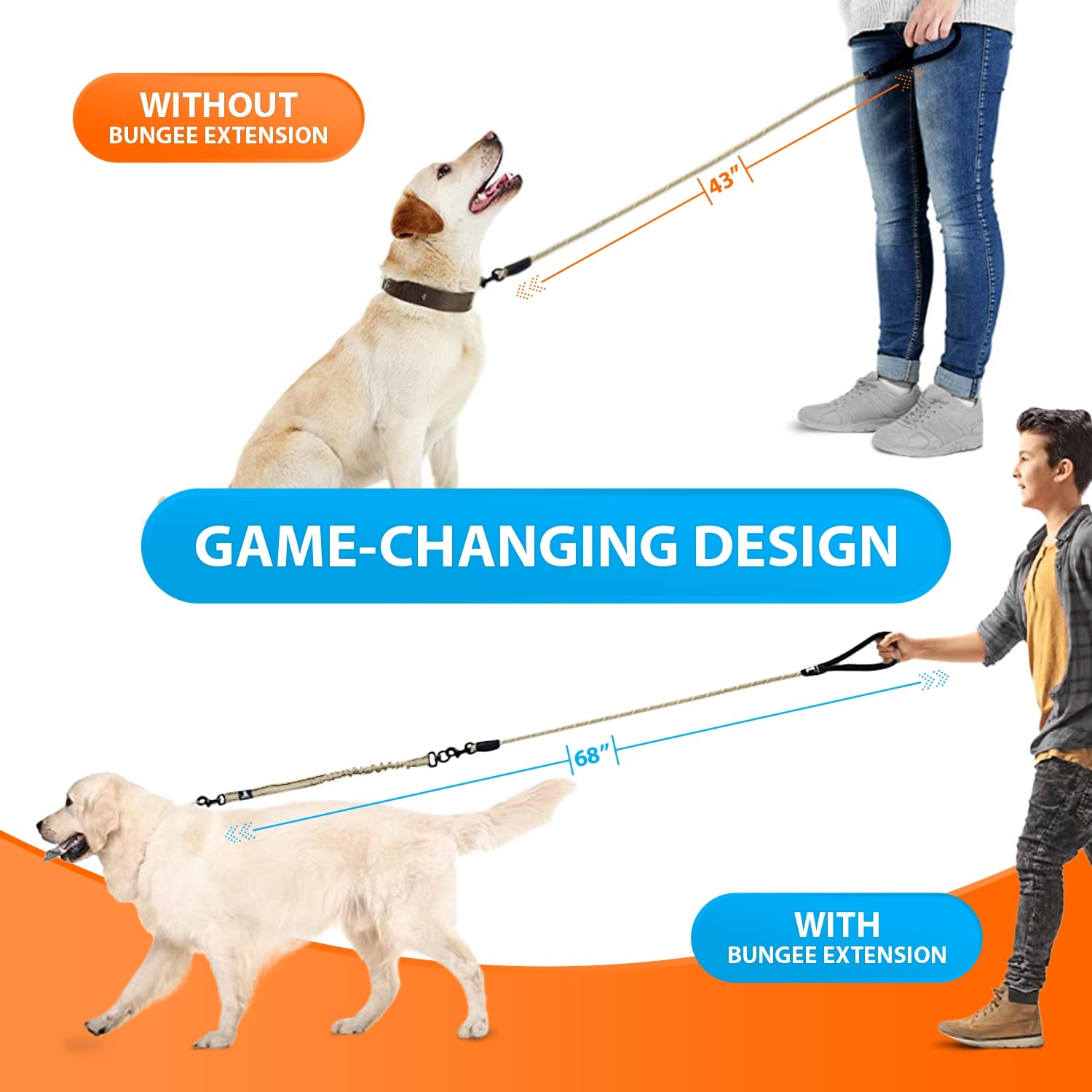 SparklyPets rope bungee leash brown closeup-nylon-weave showcases tough braided construction