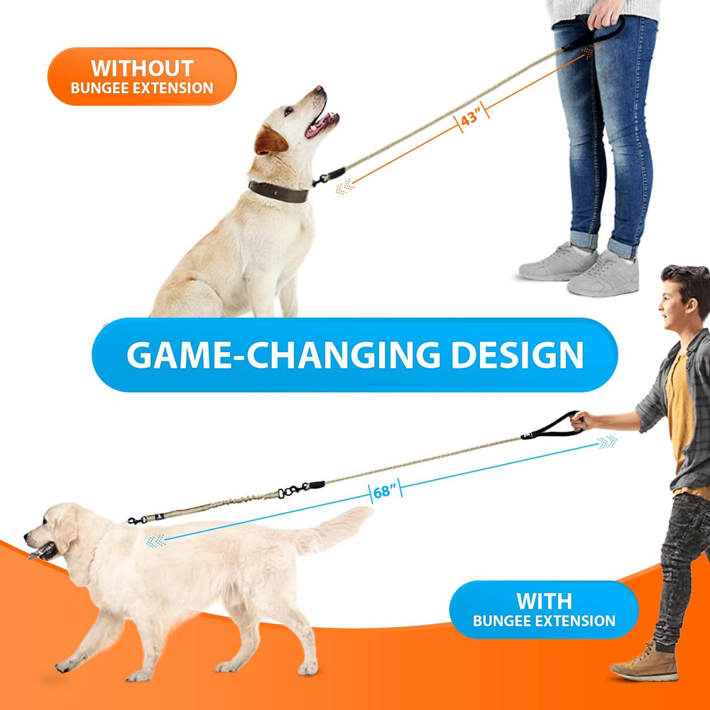 SparklyPets rope bungee leash brown closeup-nylon-weave showcases tough braided construction