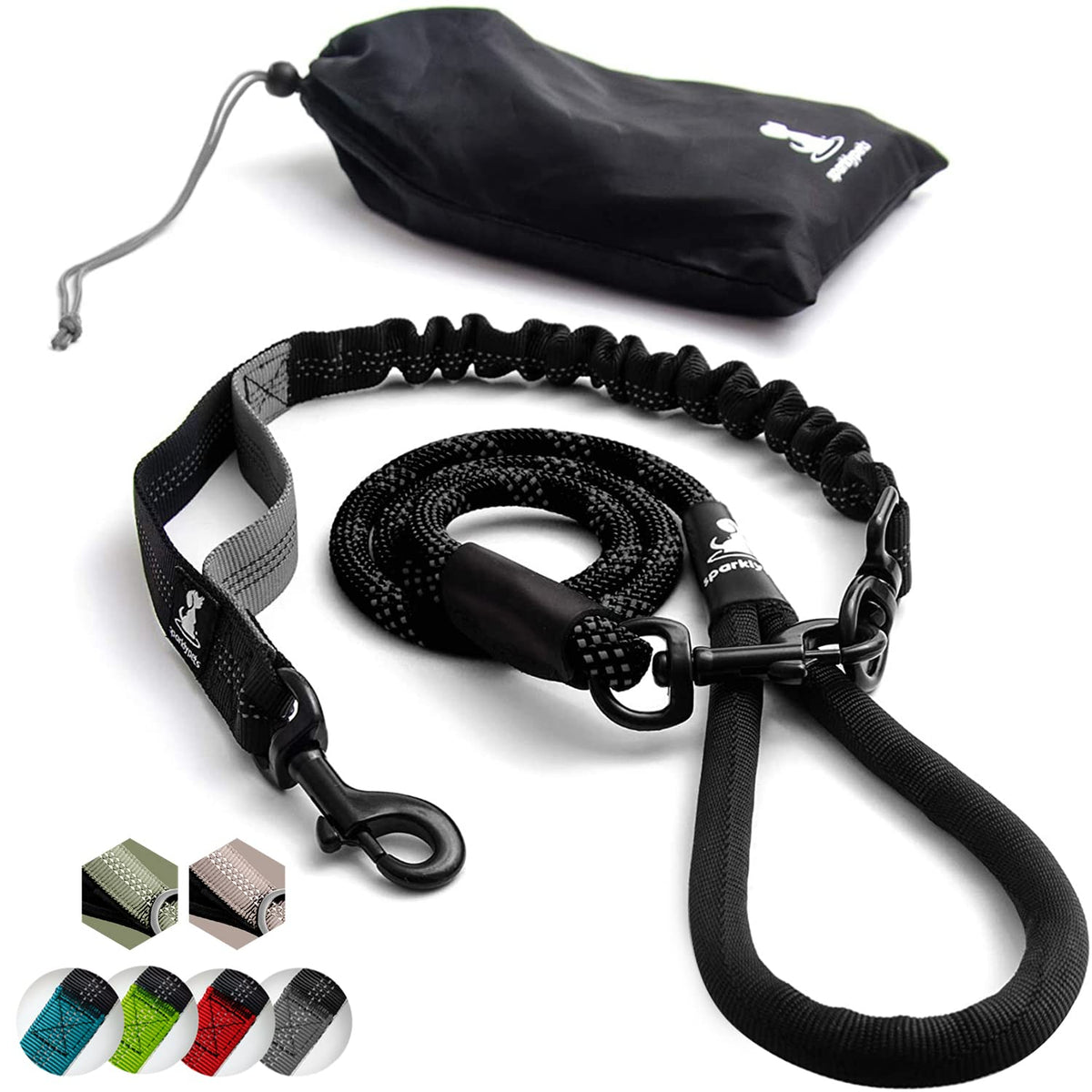 SparklyPets rope leash anti-pull closeup shows durable braided nylon for stronger dogs