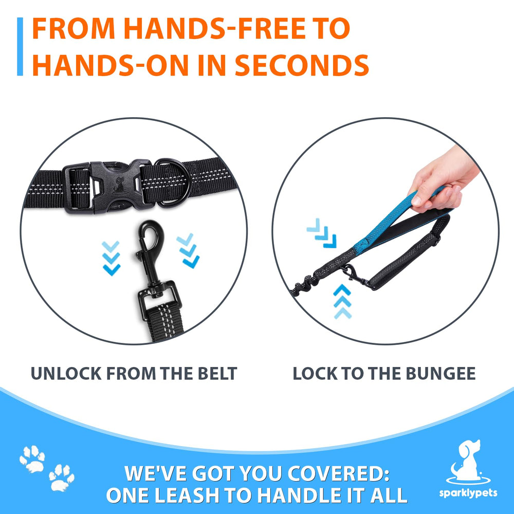 SparklyPets small-dog stretch-bungee provides shock absorption for smoother walks.