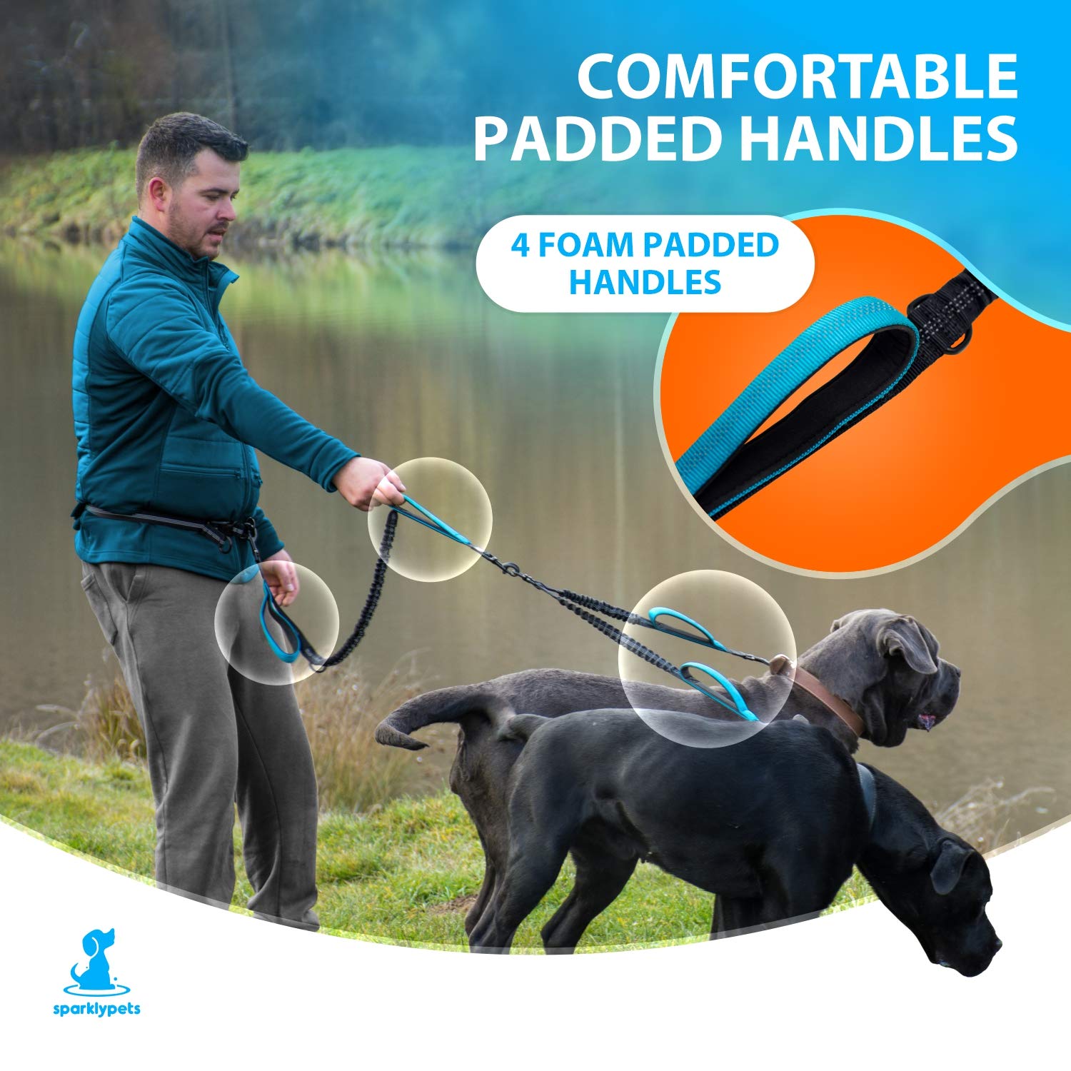 SparklyPets dual-leash mode supports hands-free and hands-on use for versatile daily walks.