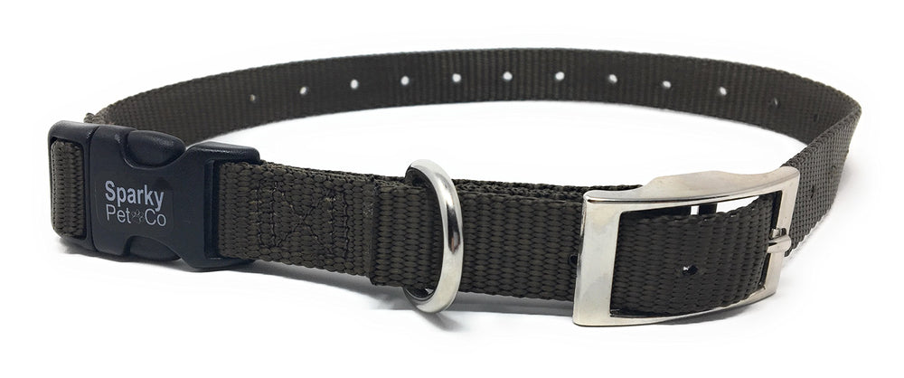 Sparky Pet Co ECollar Replacement Strap shows rugged nylon for lasting comfort.