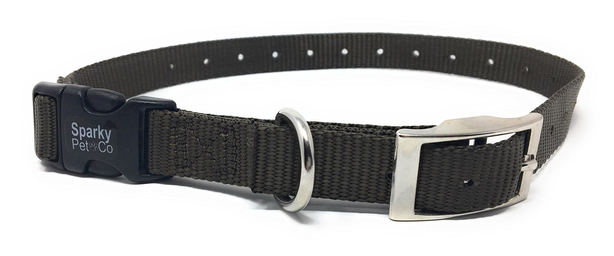 Sparky Pet Co ECollar Replacement Strap shows rugged nylon for lasting comfort.