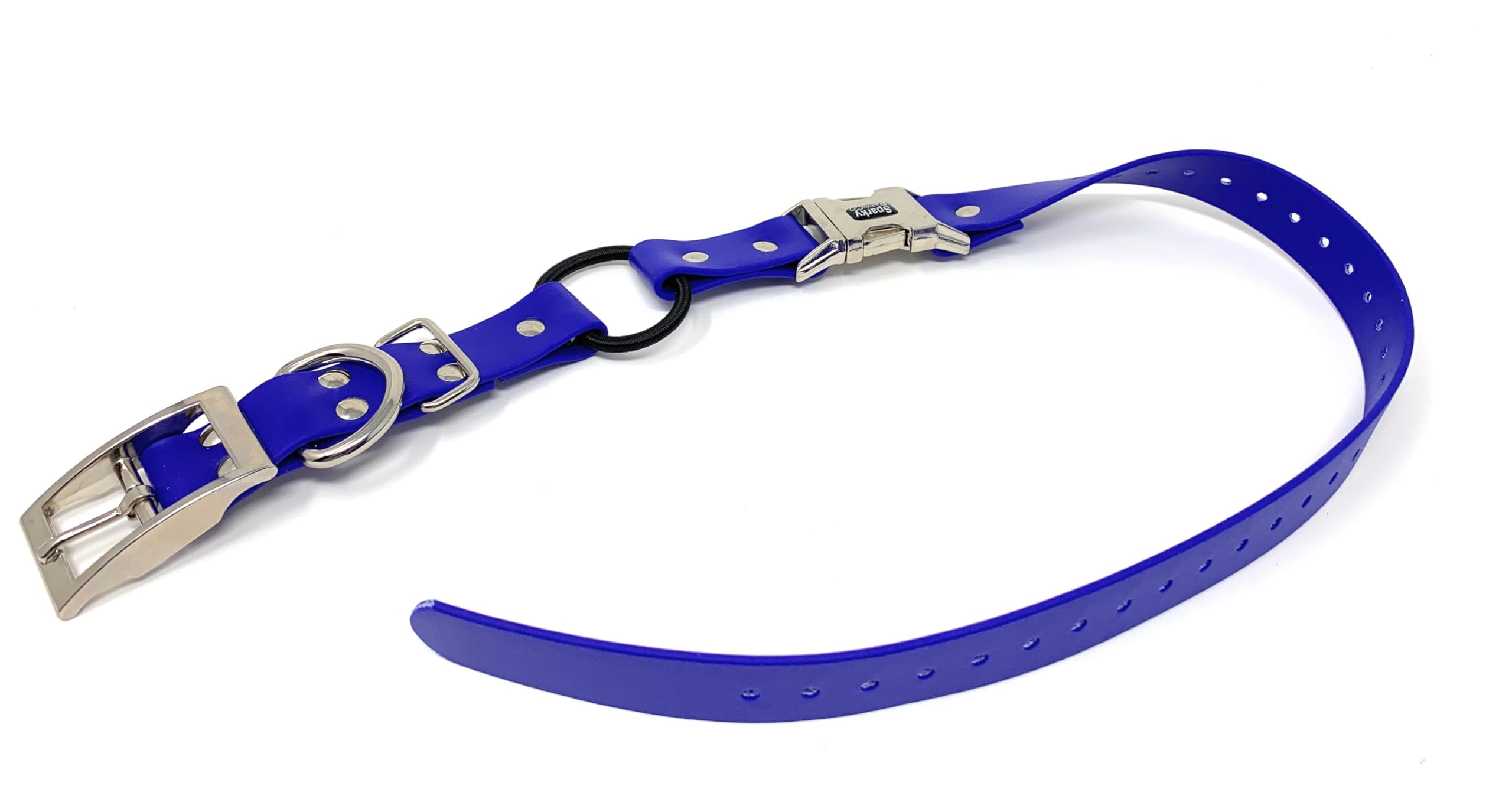 Sparky Pet Co Zeus ECollar blue dog wearing strap for everyday wear