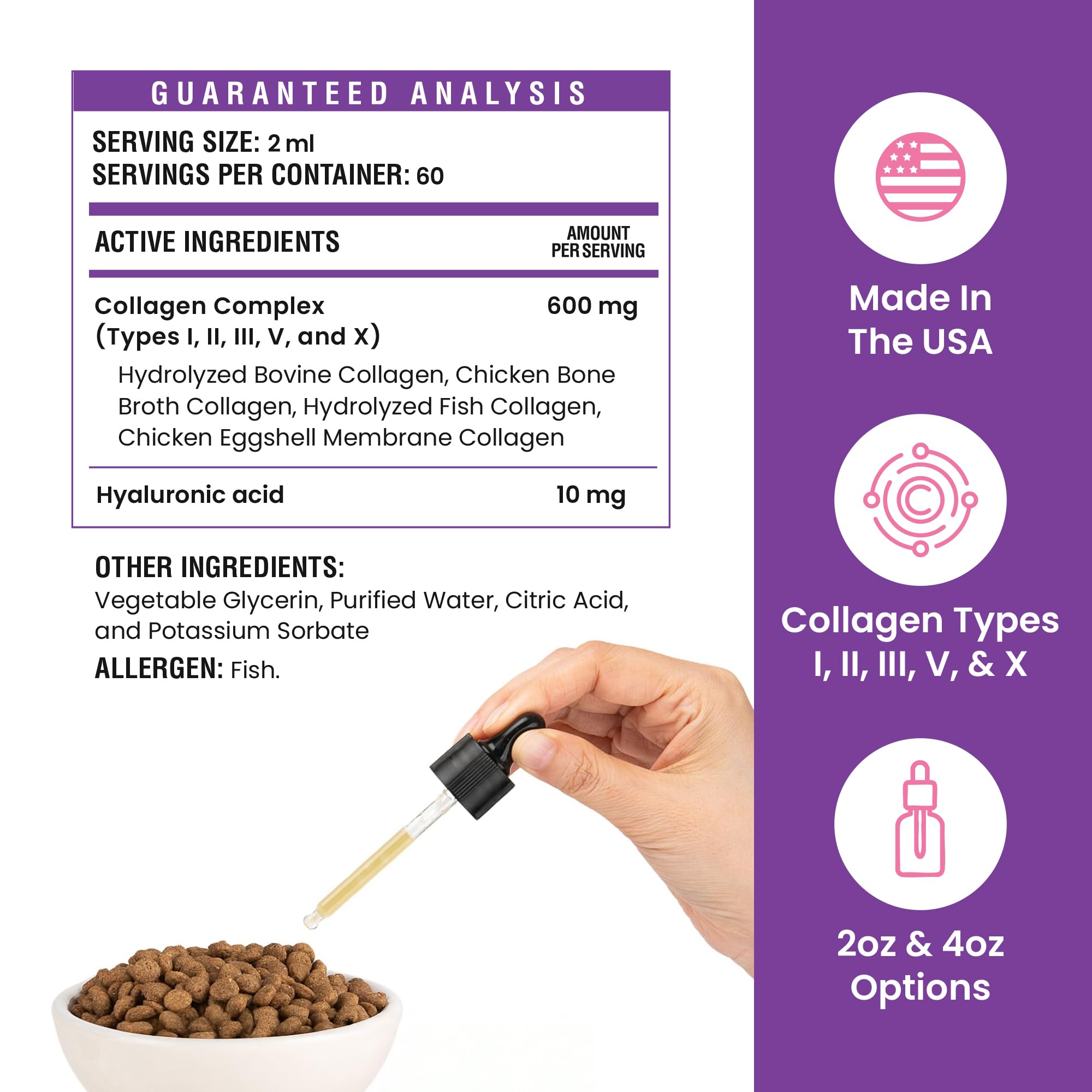 Special Breed collagen being mixed into dog food for convenient daily use