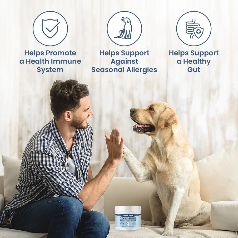 Special Breed immunity-support pet bowl with colostrum for dogs and cats