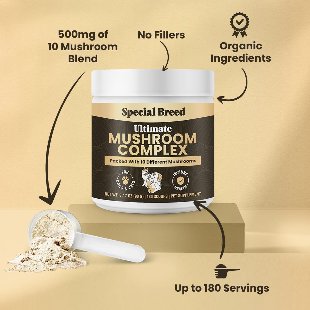 Special Breed ingredients label highlights transparent mushroom amounts
