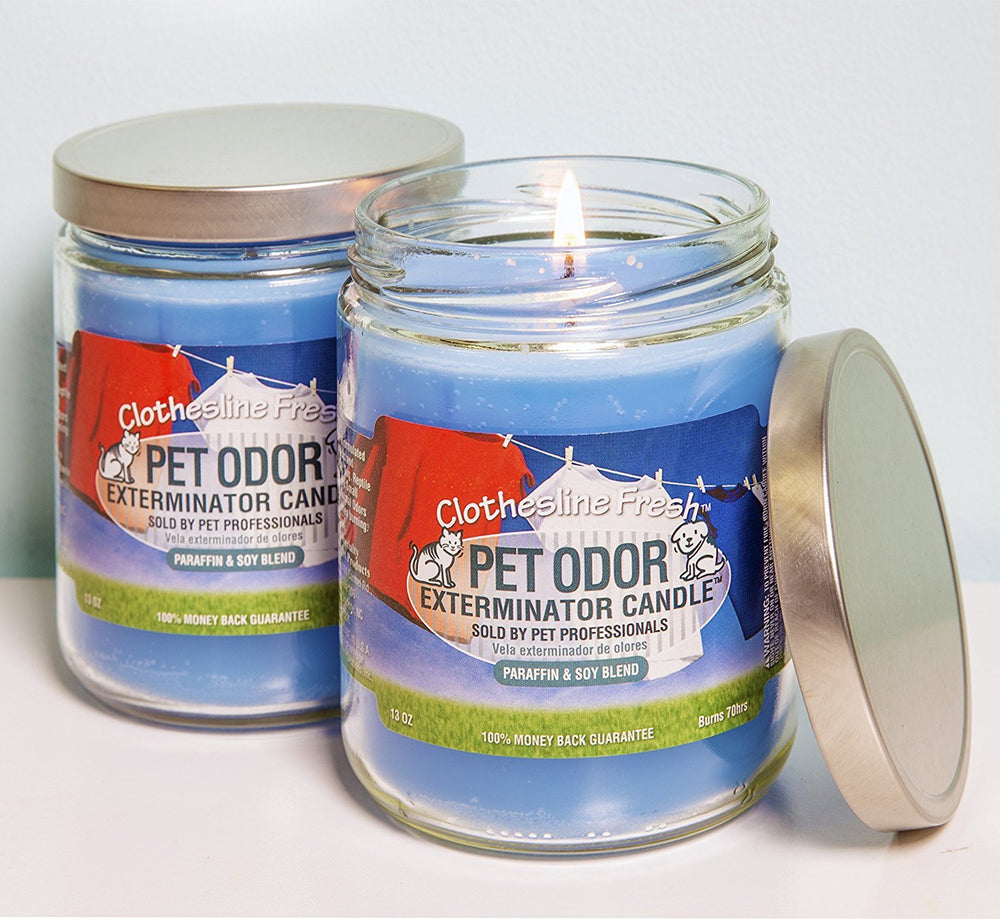 SPECIALTY PET PRODUCTS Clothesline Fresh candle wick hints at steady scent release.