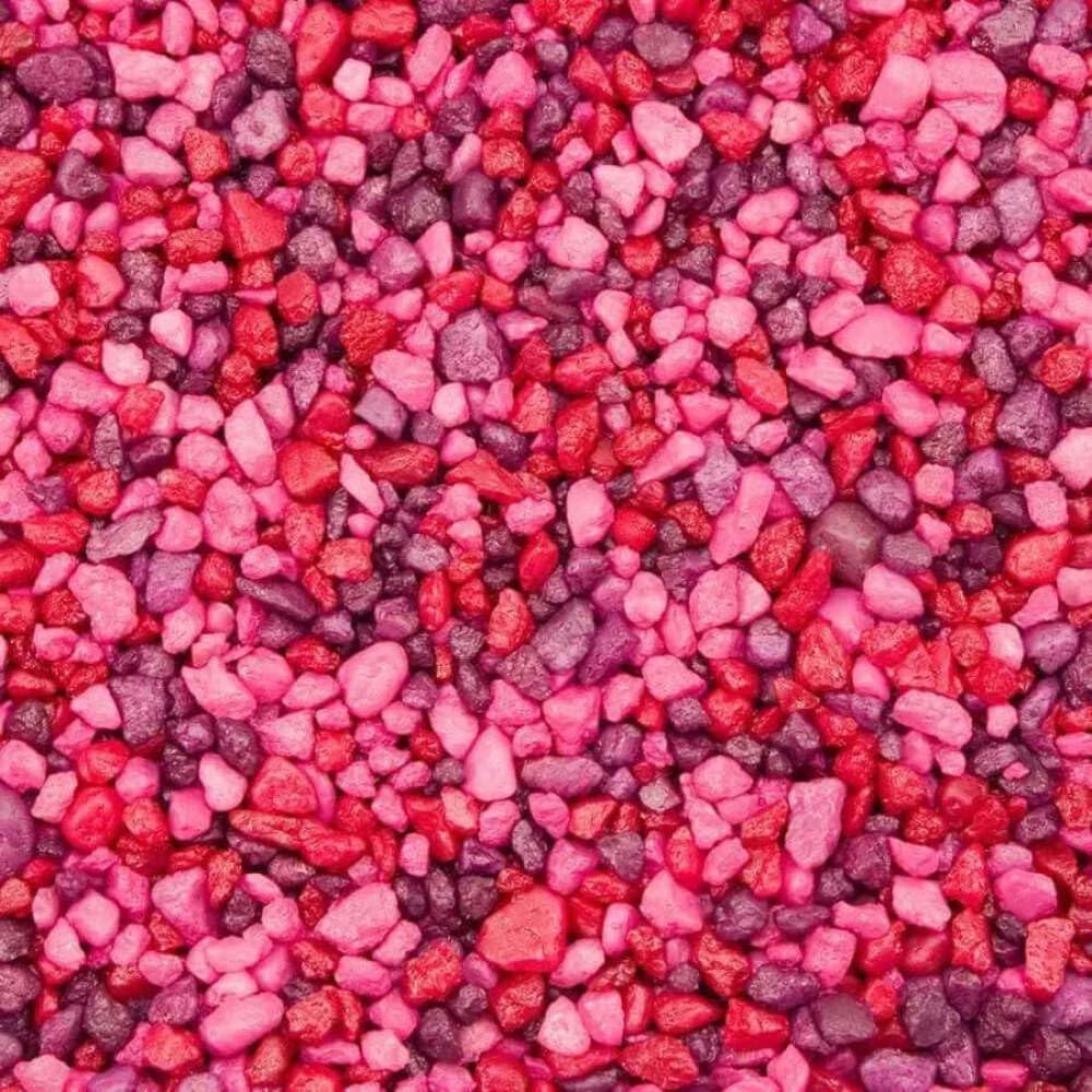 Spectrastone Special Red Aquarium Gravel closeup, vibrant substrate enhances fish color in aquariums.