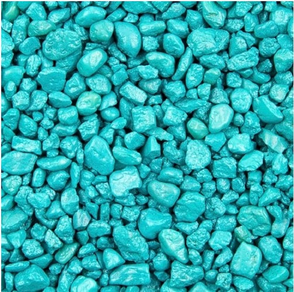 Spectrastone Special Turquoise gravel close-up showing vibrant color and natural-looking substrate.