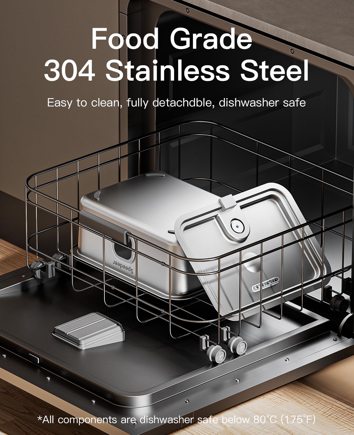 Speedeer stainless steel body signals durability and easy hygiene.