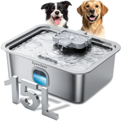 Speedeer 4Gal fountain top view highlights roomy drinking area for large dogs.