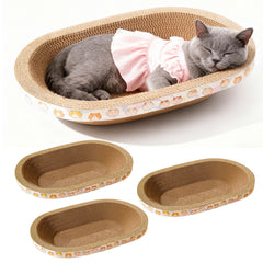 Spindro oval cat scratcher bed highlights cozy lounging for indoor cats