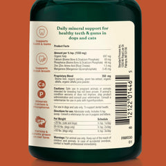 Spirited Paw dental powder jar closeup highlighting organic kelp ingredient