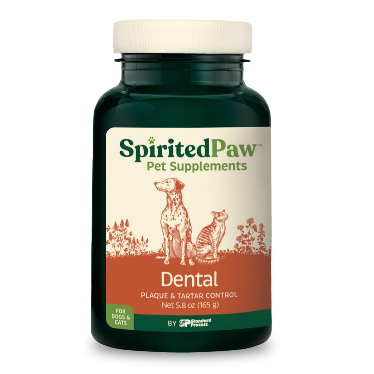 Spirited Paw dental powder tub for pets with calcium support