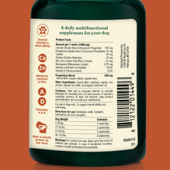 Spirited Paw Health + Vitality chews jar emphasizes liver-flavored wafers for daily vitality.