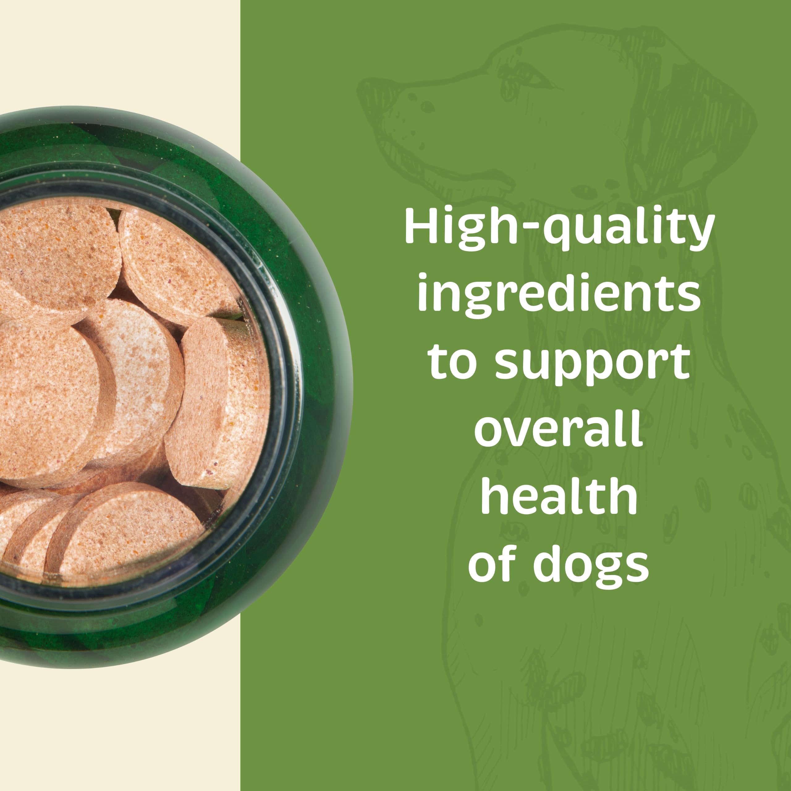Spirited Paw Health + Vitality label closeup shows calcium and vitamin D details for immune support.
