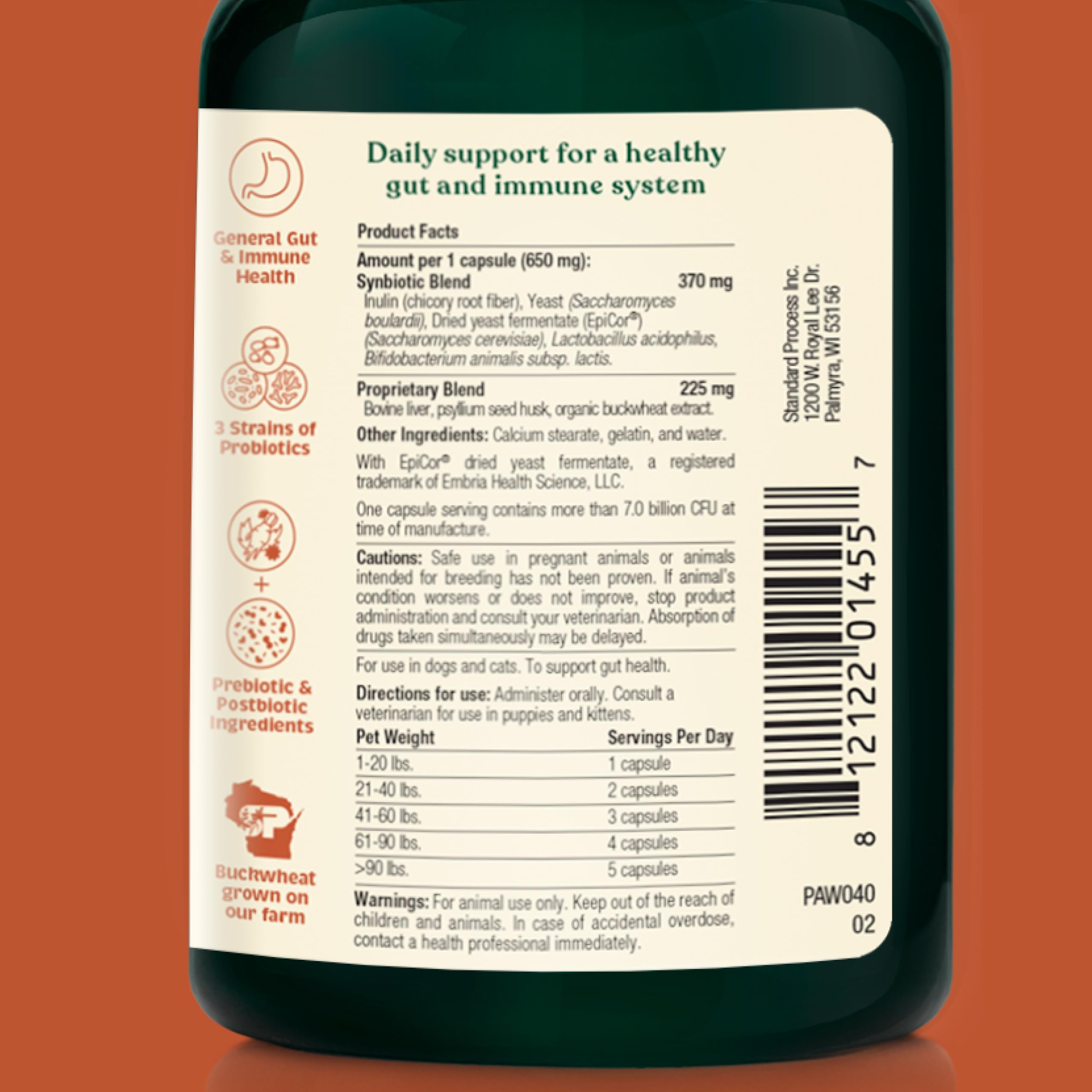 Spirited Paw probiotic capsules close-up showing high CFU potential.