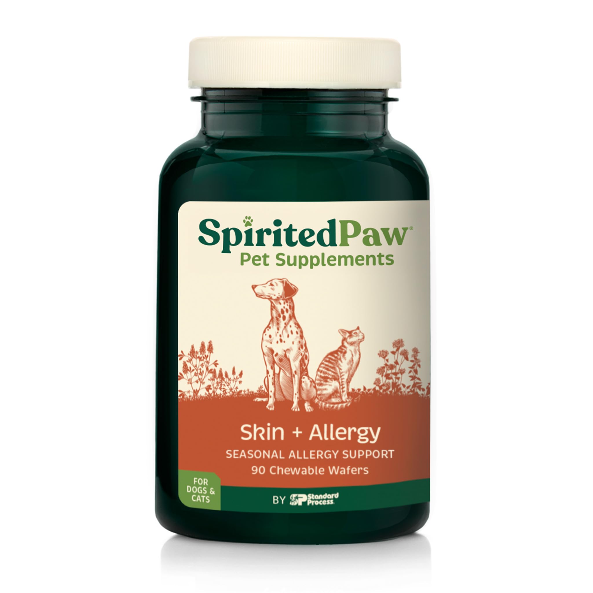 Spirited Paw Skin + Allergy chew closeup showing key nutrients for skin health.