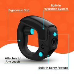 Spleash water bottle cup flip-open shows controlled flow for easy drinking on hikes.